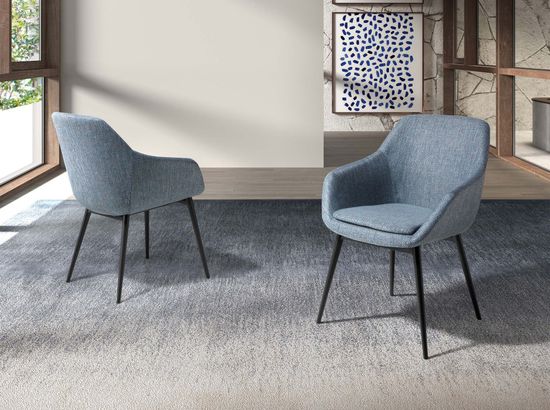 Обеденный стул 4221 из мраморной ткани серо-голубого цвета