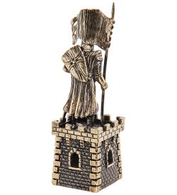 Народные промыслы AM- 448 Колокольчик «Крепость с Рыцарем Знаменосцем» (латунь, янтарь)