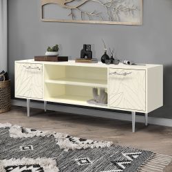 Тумба под ТВ Арт Колор leaves 155см Стайл Сильвер Кремовый белый