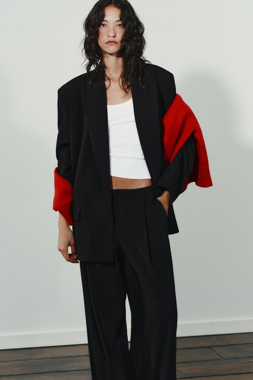 ZARA БРЮКИ С НИЗКОЙ ПОСАДКОЙ, ЧЕРНЫЙ