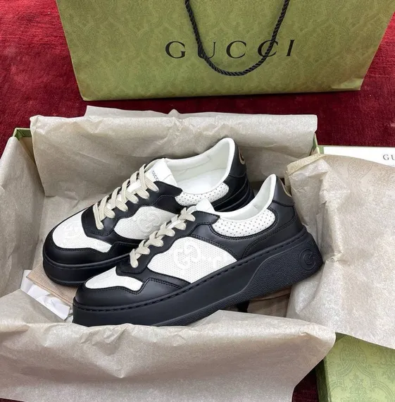 Кроссовки Gucci GG Embossed Sneaker Black White, черный