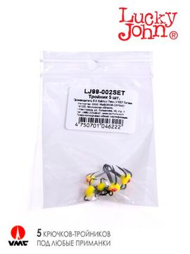 Крючоки-тройники для приманок Lucky John 02SET с каплей цвет. 5шт. набор