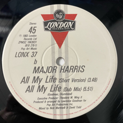 Винтажная виниловая пластинка LP Major Harris All My Life (Англия 1983)