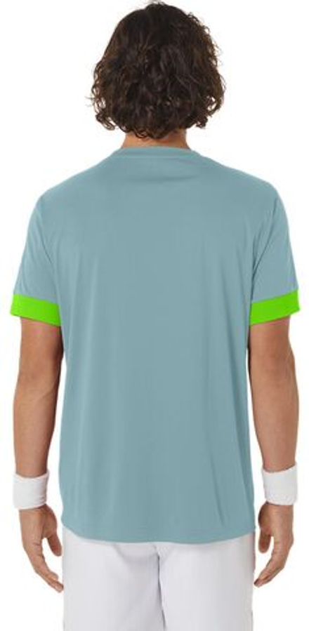Мужская теннисная футболка Asics Court Short Sleeve Top - teal tint/electric lime