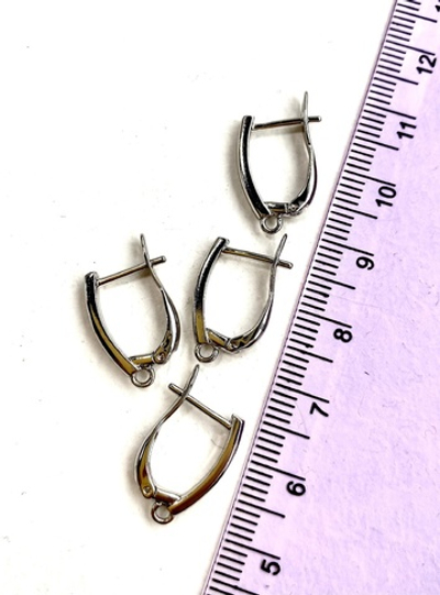 2031-р Швензы с английским замком 16*2мм, родий, пара