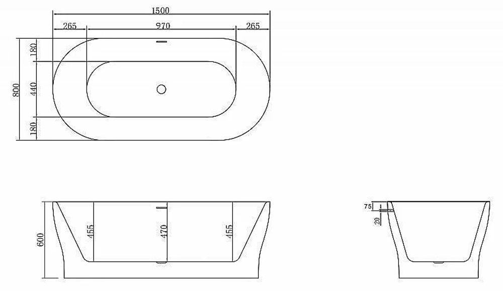 Ванна BelBagno BB405 150х80