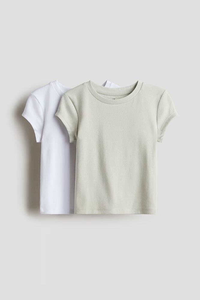 H&amp;M Набор из 2 хлопковых футболок, светло-зеленый