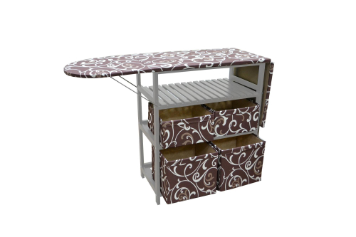 Гладильный комод двойной Garden story арт.ГК2-002 слоновая кость коричневый вензель "Garden story"