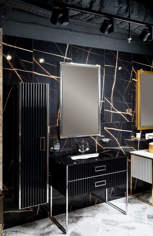 Armadi Art Зеркало MONACO с подсветкой 70*110CM глянец черная+хром