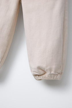 ZARA БРЮКИ-ДЖОГГЕРЫ ИЗ ЭЛАСТИЧНОГО ТВИЛА, ЭКРЮ