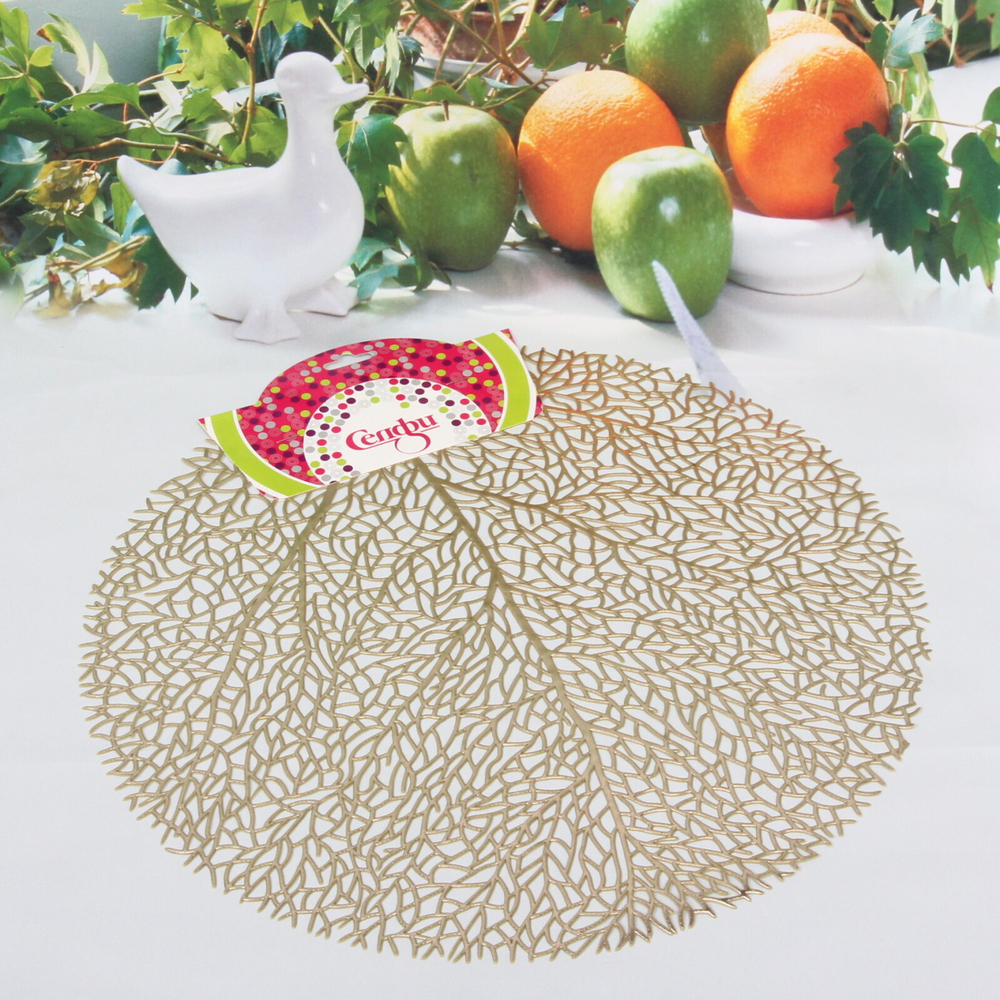 Салфетка на стол 38см «Дерево паутинка» золото
