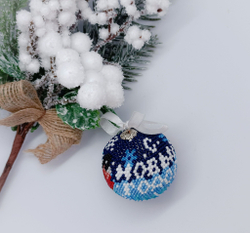 Елочная Игрушка, Шарики на Елку из Бисера, Ручная работа, Зимняя вьюга