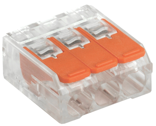 Монтажная клемма в прозрачном корпусе с рычагами РСТ-413В 3 проводника