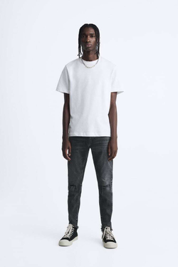 ZARA ДЖИНСЫ SKINNY С РАЗРЕЗАМИ, УГОЛЬНЫЙ