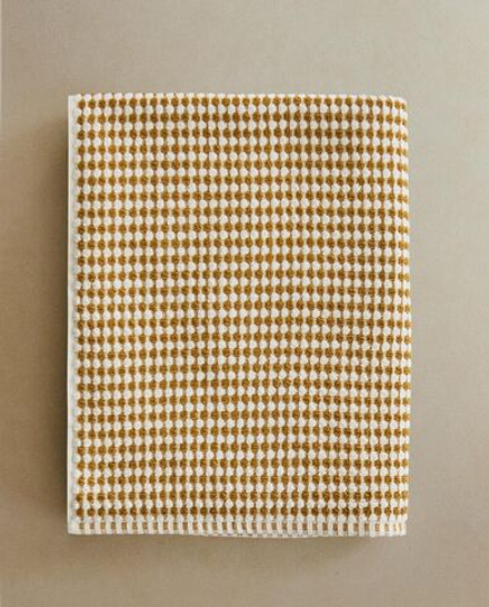Zara Home - Хлопковое банное полотенце со структурой, желтый, 50х90 см
