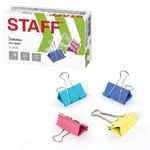 Зажим для бумаг 51мм, 12шт/упак, цветные, Staff