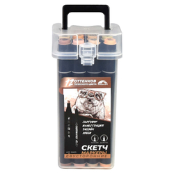 Набор скетчмаркеров двусторонних арт. 56635 / 2 КАЛАН (12 цв., размер бокса: 8х16,5х6,4 см, оттенки телесного цвета, цвет корпуса: чёрный, материал: полипропилен, фетр (полиэстер), состав чернил: на спиртовой основе, толщина наконечников: "долото" -