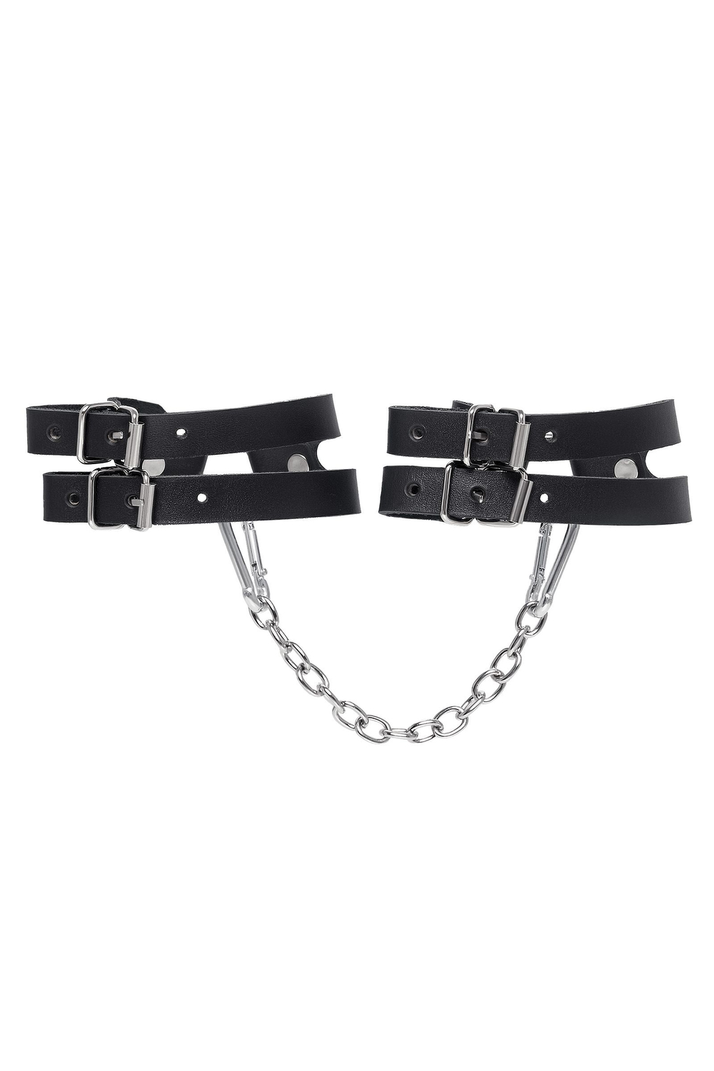 Черные кожаные оковы из двух ремешков (Цвет: черный)