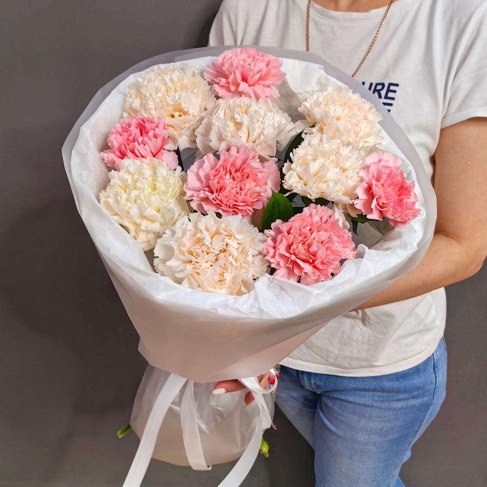 Букет из 11 диантусов в "облачке"