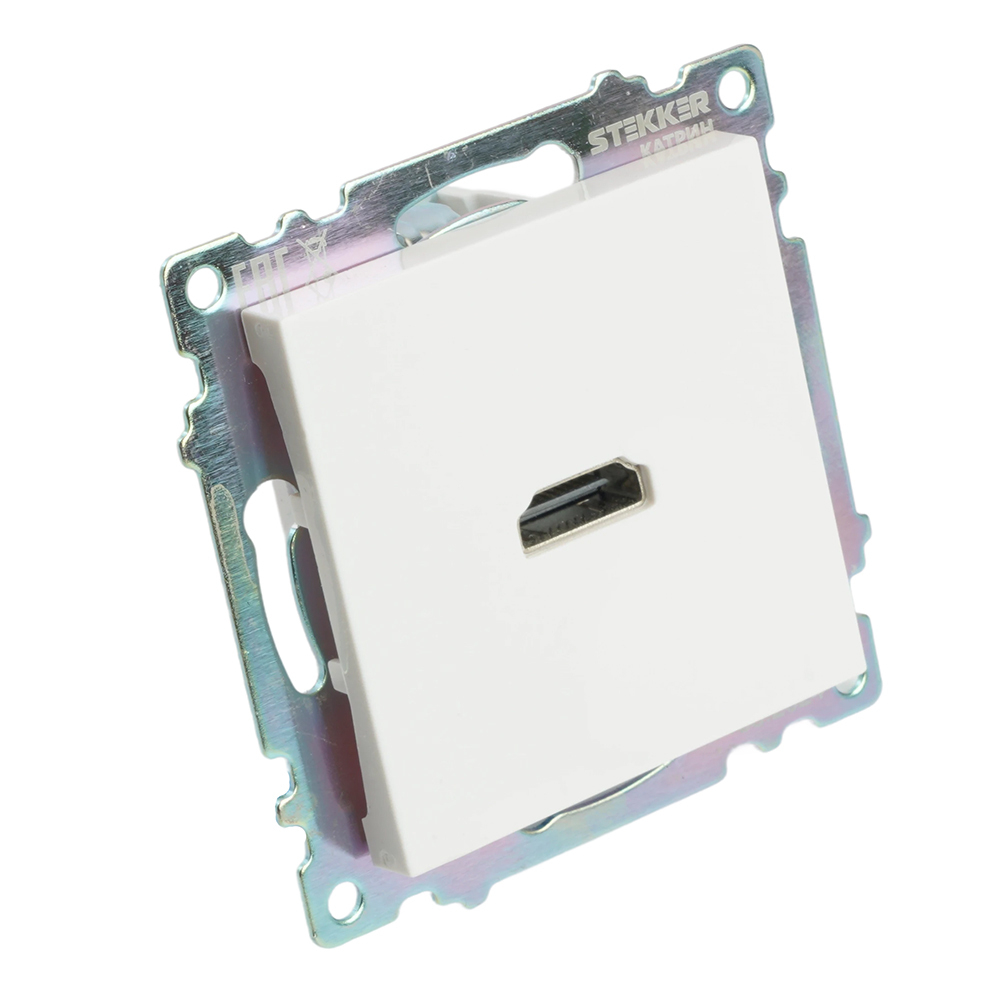Розетка HDMI 2.1, Type A (механизм), STEKKER GLS00-7118-01, серия Катрин, белый 50058