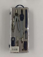 Готовальня 7 предметов.: циркуль металл.+грифели, кронциркуль, рейсфедер, насадка под карандаш, точи