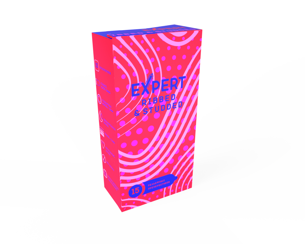 Презервативы Expert Ribbed&Studded 15шт