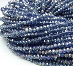 БП026ДС34 Хрустальные бусины "рондель", полуночный синий AB прозрачный, 3х4 мм, кол-во: 95-100 шт.