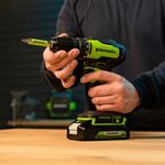 Аккумуляторная ударная дрель шуруповерт Greenworks GD24DD60K2, 3704107UA, 24v, АКБ 2 А·ч и ЗУ в кейсе