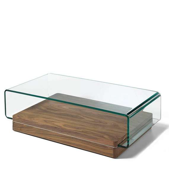 Журнальный столик Angel Cerda 2004, 120х70 см, стекло, орех