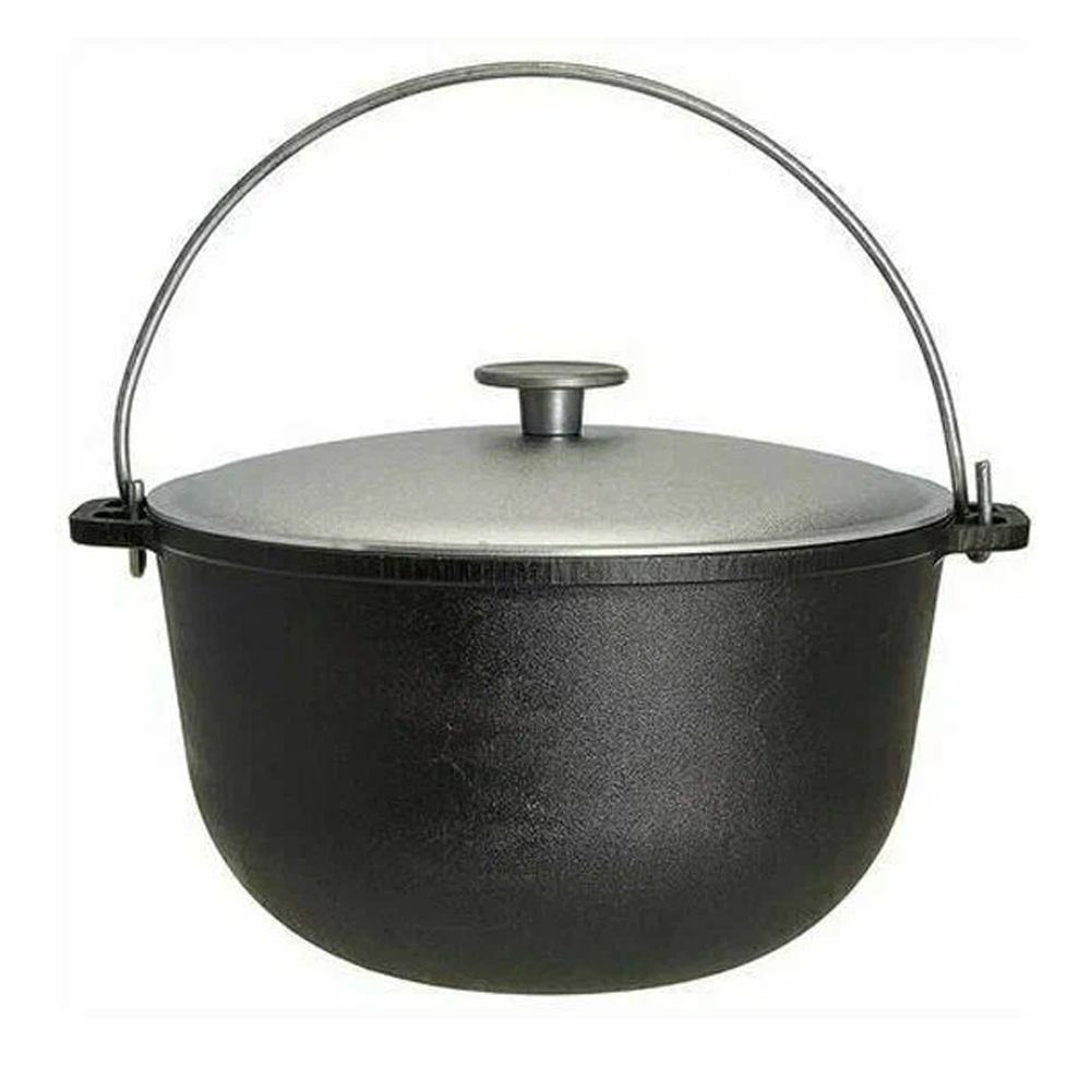 Казан 10л походный чугунный с алюминиевой крышкой, тм Гардарика