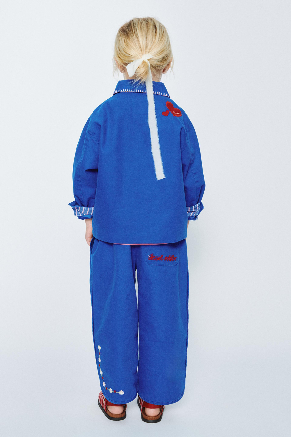 ZARA Х SISSEL EDELBO БРЮКИ BAGGY С ВЫШИВКОЙ, ЯРКО-СИНИЙ