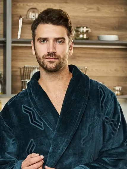 Халат мужской DOMINIC без капюшона Морская волна "Polens"