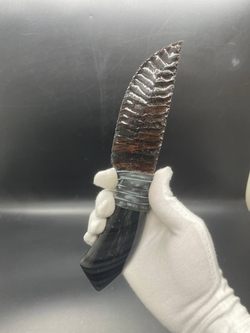 Обсидиановый клинок с рукоятью из обсидиана 22 см