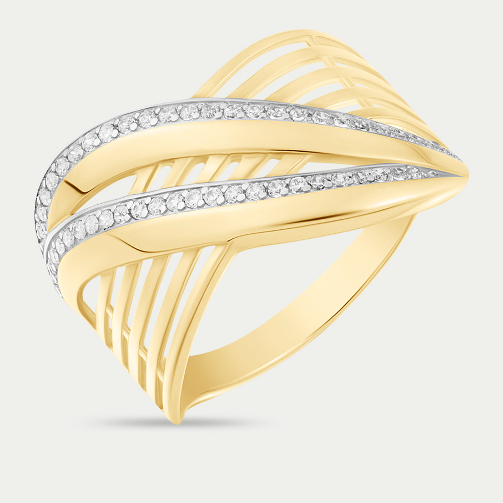 Кольцо женское из желтого золота 585 пробы с фианитами (арт. л10659)
