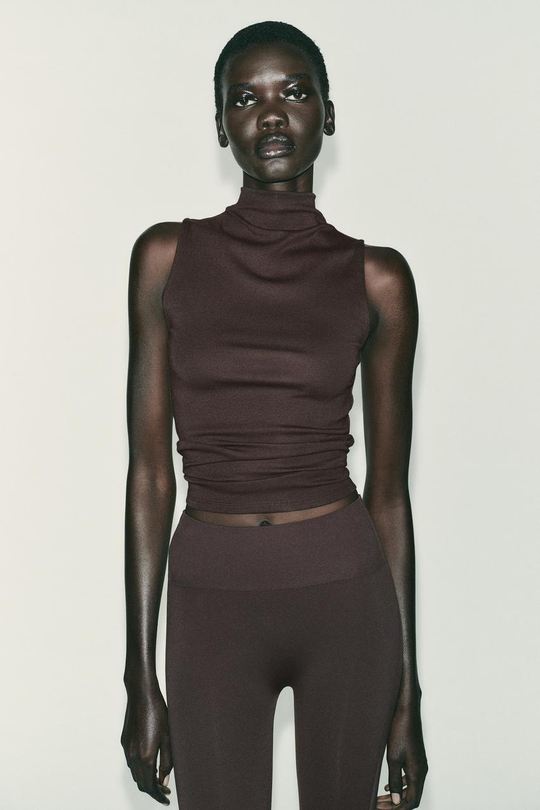 ZARA ТОП БЕЗ РУКАВОВ, ГРАНАТОВЫЙ