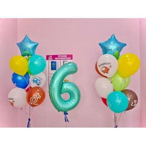 Композиция из шаров на День Рождения «Космонавтики из Игры Амонг Ас»