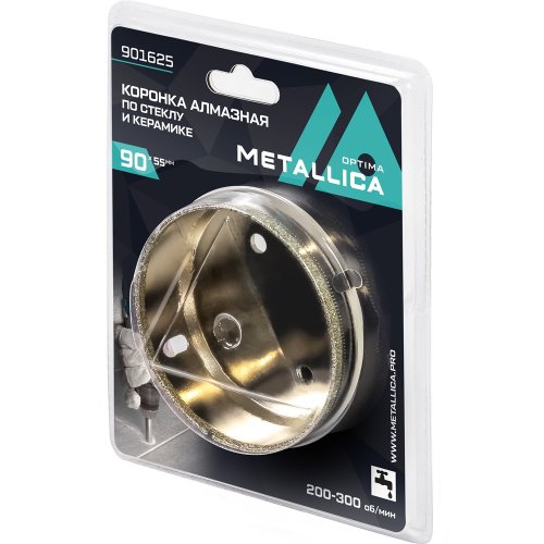 Коронка алмазная METALLICA Optima 90x55 мм по стеклу,плитке,1 шт в блистере   901625