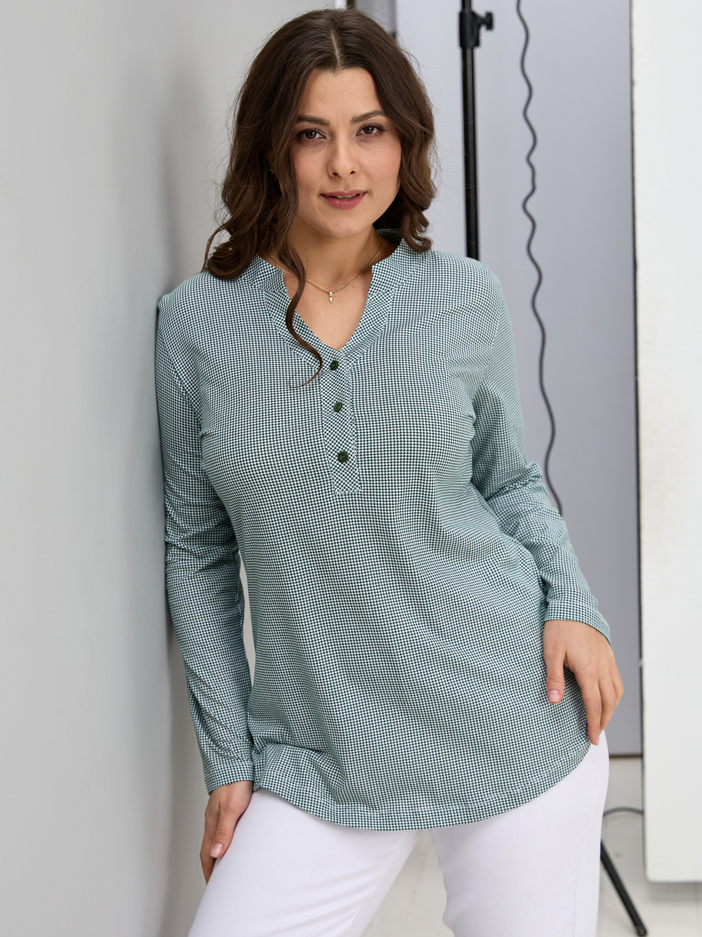 Блузка БЛ-22/гусинаялапка-зеленый