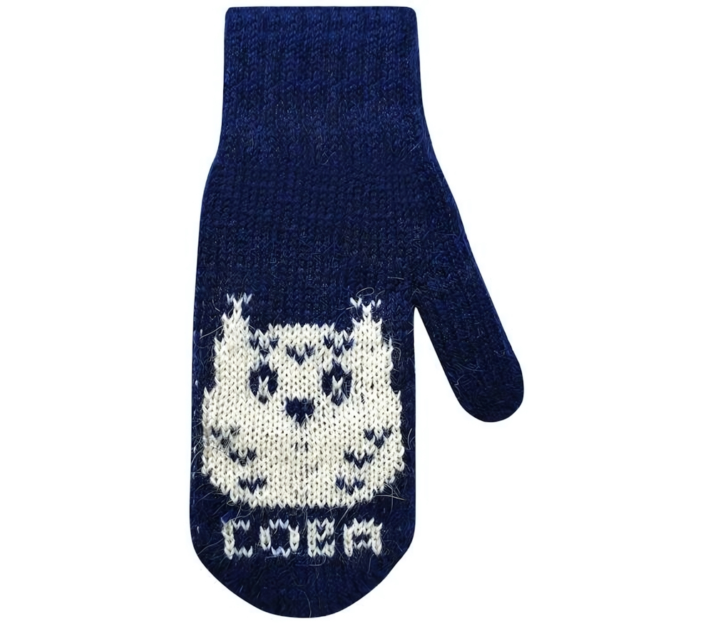 Варежки "Сова" т.синий/белый р. 14, 1 шт.