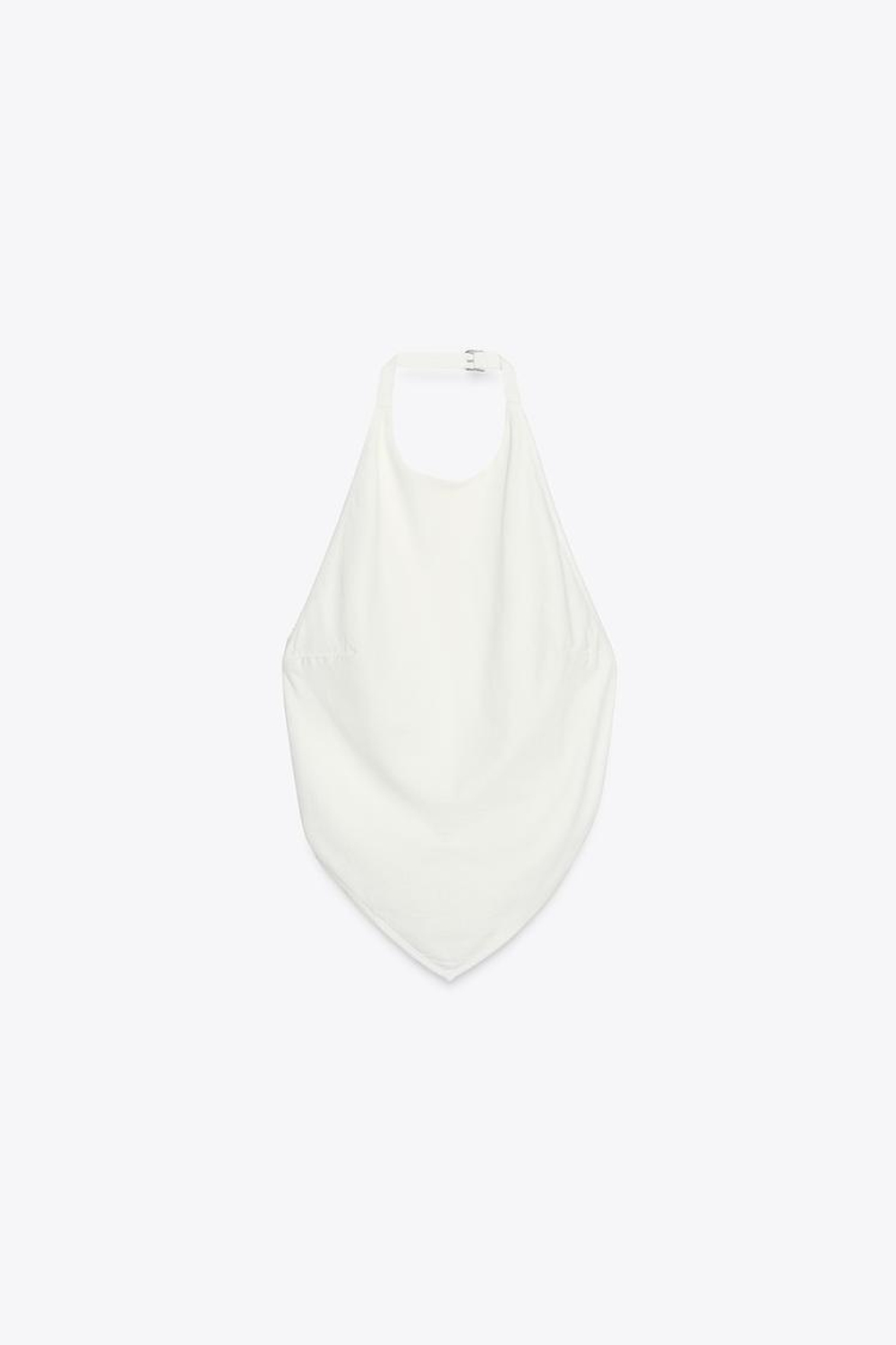 ZARA ТОП С ГОРЛОВИНОЙ ХАЛТЕР И ОТКРЫТОЙ СПИНОЙ, БЕЛЫЙ