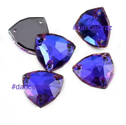 Стразы пришивные, Fat Triangle, Violet Blue, 001VB, 16mm, (18 ea/pkg), 5A+best, (F2)