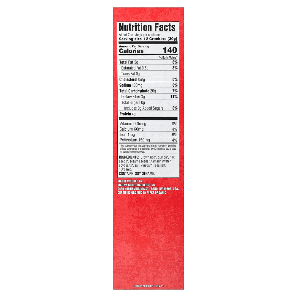 Mary's Gone Crackers, органические оригинальные крекеры, 198 г (7 унций)