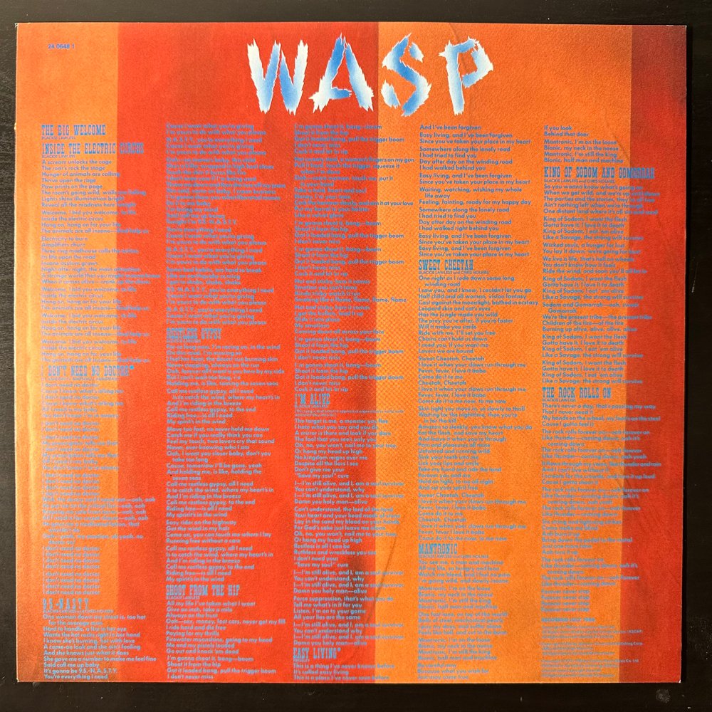 WASP ‎– Inside The Electric Circus (Европа 1986г.)