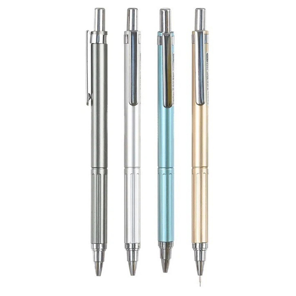 Карандаш автоматический, чернографитный, T&H, 4 цвета корпуса с серебристым клипом, 60 шт