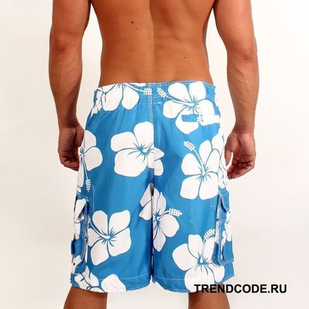 Мужские шорты пляжные голубые с принтом ABERCROMBIE&FITCH 52814