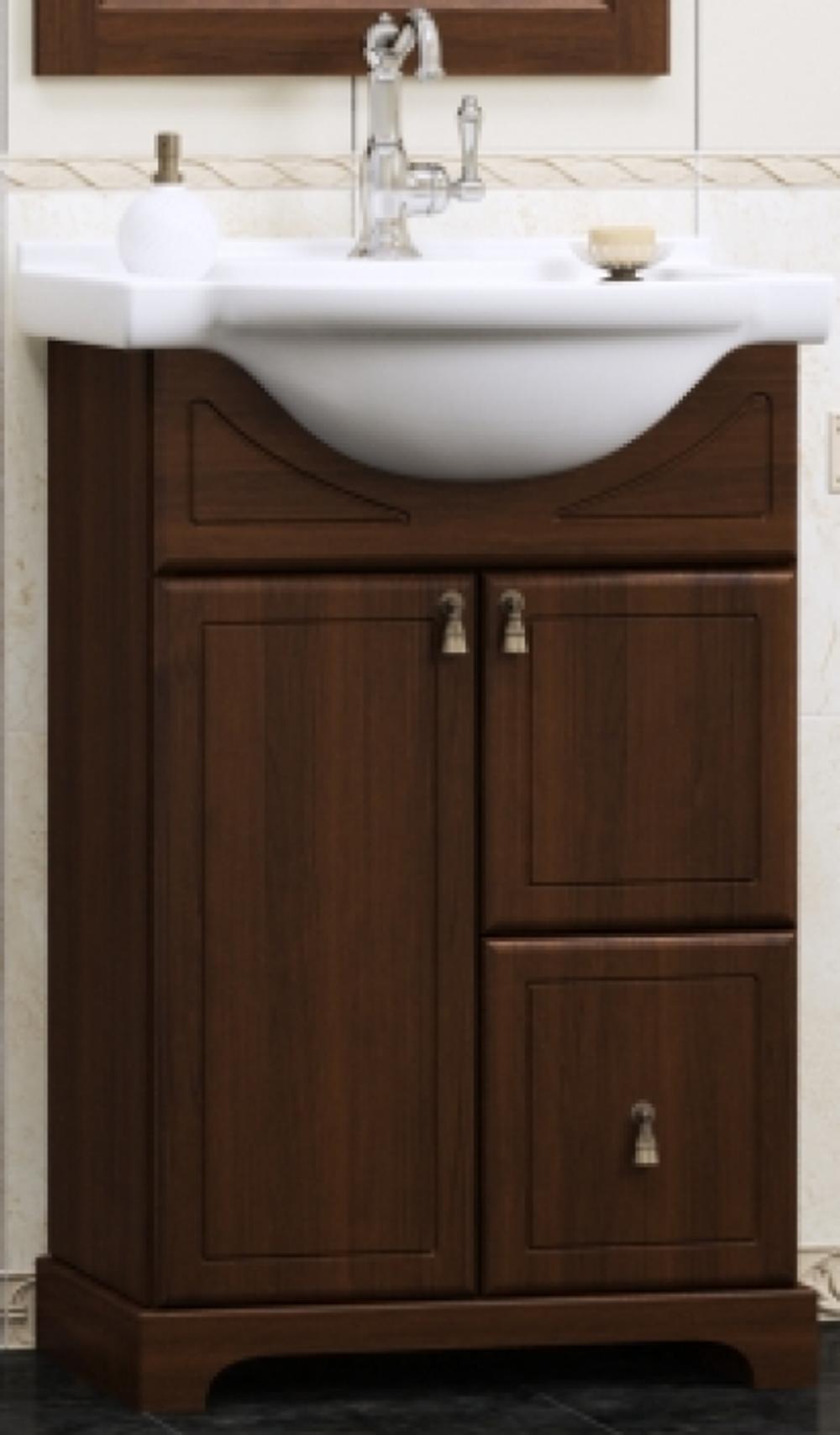 Тумба КЛИО 50, орех раковина Капри 55