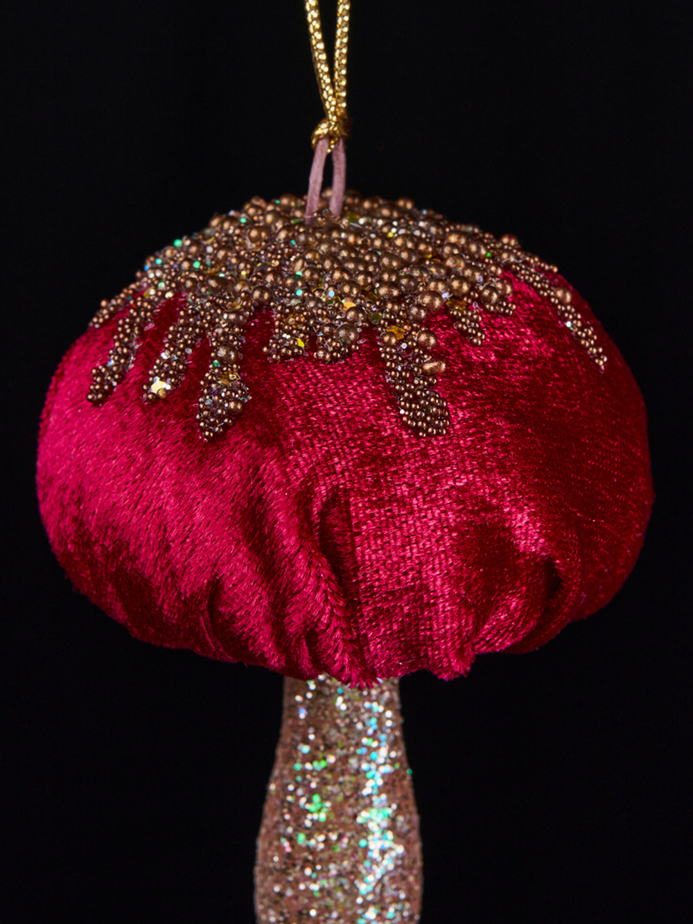 Елочная игрушка Гриб 8х18см ChristmasDeLuxe бордовый