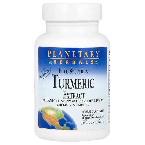 Planetary Herbals, Full Spectrum, экстракт куркумы, 450 мг, 60 таблеток