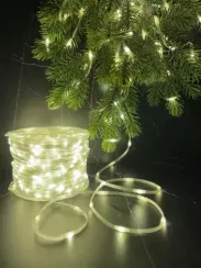 Светодиодная нить Роса 1000 теплых ламп, 50 м., плоский провод, прозрачный провод, Luca (89957)