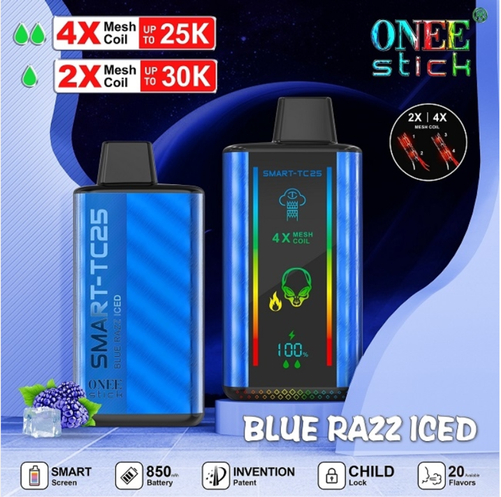 Kangvape TC25K Blue razz iced - черничный лёд 25000 затяжек 20мг Hard (2% Hard)